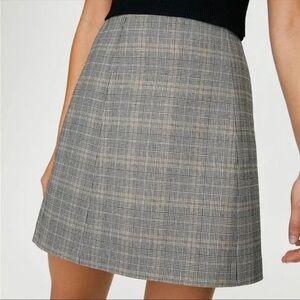 Babaton Gray Plaid A-Line Skirt